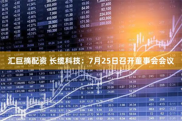 汇巨摘配资 长缆科技：7月25日召开董事会会议